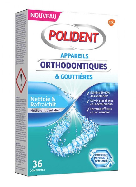 Polident Appareils Orthodontiques & Gouttières Nettoyant 36 Comprimés